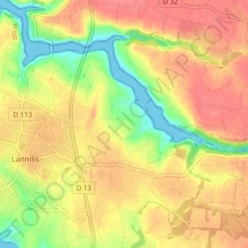 Topografische Karte Mesguen, Höhe, Relief