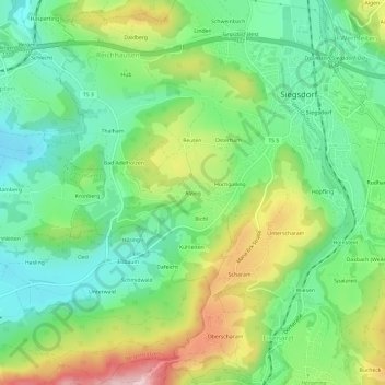 Topografische Karte Alzing, Höhe, Relief