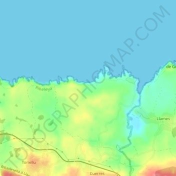 Topografische Karte El Infiesto, Höhe, Relief