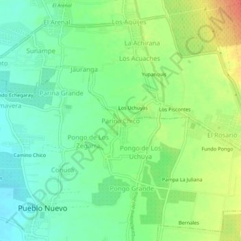 Topografische Karte Parina Chico, Höhe, Relief