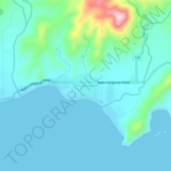 Topografische Karte Dinadiawan, Höhe, Relief