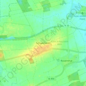 Topografische Karte Schwicheldt, Höhe, Relief