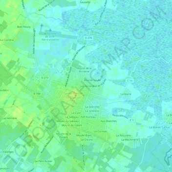 Topografische Karte Les Terres, Höhe, Relief