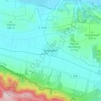 Topografische Karte Sittendorf, Höhe, Relief