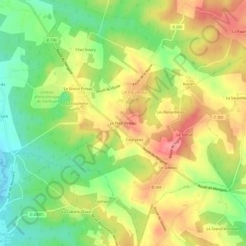Topografische Karte Le Petit Pineau, Höhe, Relief