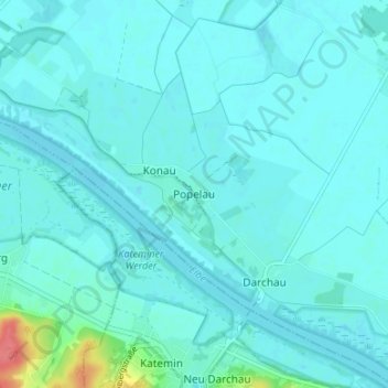 Topografische Karte Popelau, Höhe, Relief