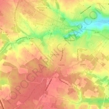 Topografische Karte Cité du Bey, Höhe, Relief