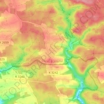 Topografische Karte Grafenhof, Höhe, Relief