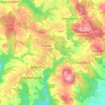 Topografische Karte Kastenfeld, Höhe, Relief