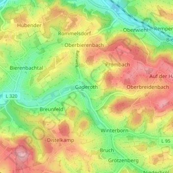 Topografische Karte Gaderoth, Höhe, Relief