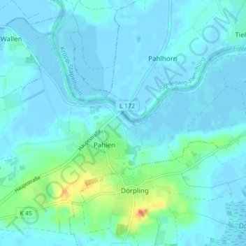 Topografische Karte Pahlhude, Höhe, Relief