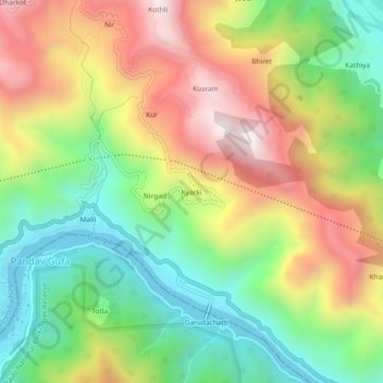 Topografische Karte Kyarki, Höhe, Relief
