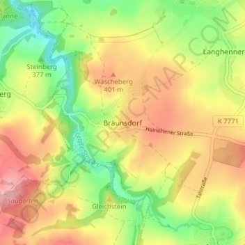 Topografische Karte Bräunsdorf, Höhe, Relief