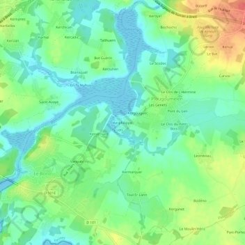 Topografische Karte Kerphilippe, Höhe, Relief
