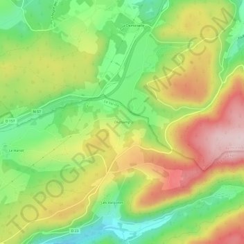 Topografische Karte Olichamp, Höhe, Relief