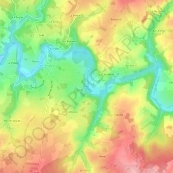 Topografische Karte Piot, Höhe, Relief