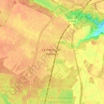 Topografische Karte Le Perray-en-Yvelines, Höhe, Relief