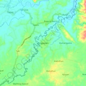 Topografische Karte Bingawan, Höhe, Relief