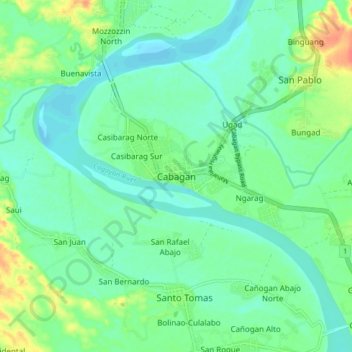 Topografische Karte Cabagan, Höhe, Relief