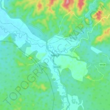 Topografische Karte Manja, Höhe, Relief