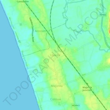 Topografische Karte Utorda, Höhe, Relief