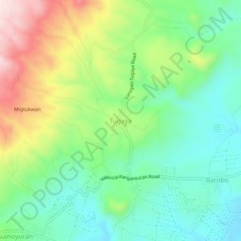 Topografische Karte Tugaya, Höhe, Relief