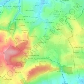 Topografische Karte La Chauvière, Höhe, Relief