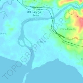 Topografische Karte San Juan, Höhe, Relief