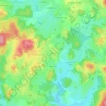 Topografische Karte Villard, Höhe, Relief