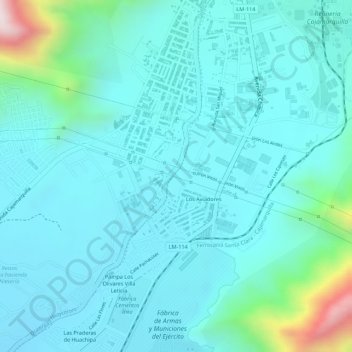 Topografische Karte Cajamarquilla, Höhe, Relief