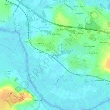 Topografische Karte Chez Billou, Höhe, Relief