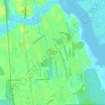 Topografische Karte Saint Augustine Shores, Höhe, Relief