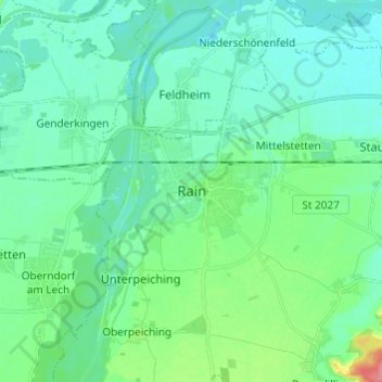Topografische Karte Rain, Höhe, Relief