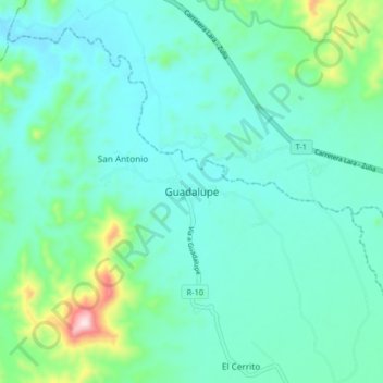 Topografische Karte Guadalupe, Höhe, Relief