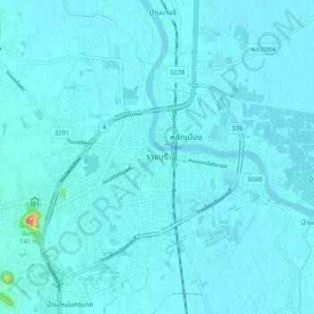 Topografische Karte Ratchaburi, Höhe, Relief