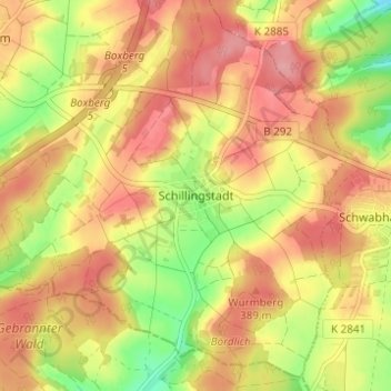 Topografische Karte Schillingstadt, Höhe, Relief