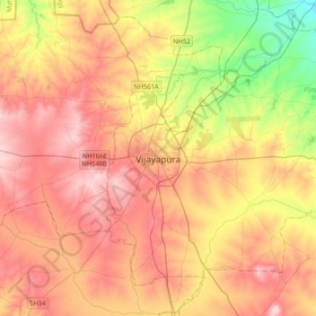Topografische Karte Vijayapura, Höhe, Relief