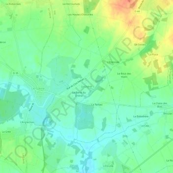 Topografische Karte Le Chêne, Höhe, Relief