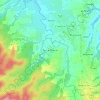 Topografische Karte Ravine Chaude, Höhe, Relief