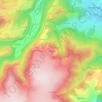 Topografische Karte Trossagne, Höhe, Relief