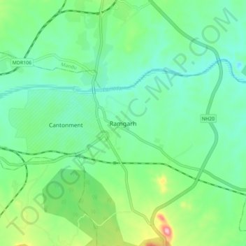 Topografische Karte Ramgarh, Höhe, Relief