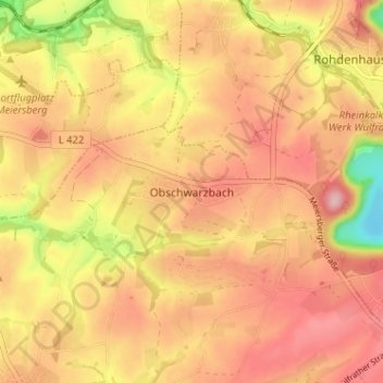 Topografische Karte Obschwarzbach, Höhe, Relief