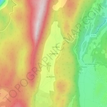 Topografische Karte Les Gabriels, Höhe, Relief