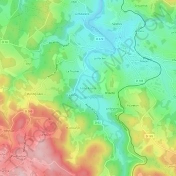 Topografische Karte Coste Rousse, Höhe, Relief