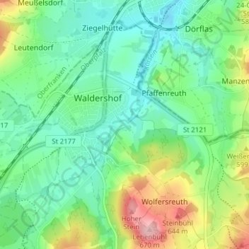 Topografische Karte Rosenhammer, Höhe, Relief