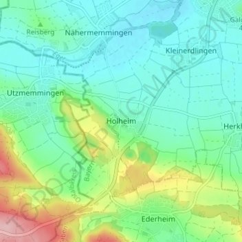 Topografische Karte Holheim, Höhe, Relief
