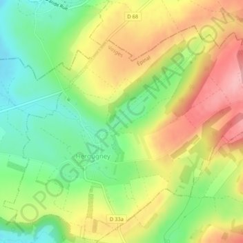 Topografische Karte Mehachamp, Höhe, Relief