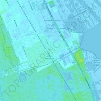 Topografische Karte Torre del Lago Puccini, Höhe, Relief