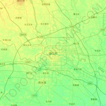 Topografische Karte 周口市, Höhe, Relief