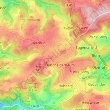 Topografische Karte Gelstern, Höhe, Relief
